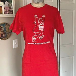 VINTAGE 1980s SCREEN STARS Red "Reading Jogs Your Mind" T-Shirt *MEDIUM*
